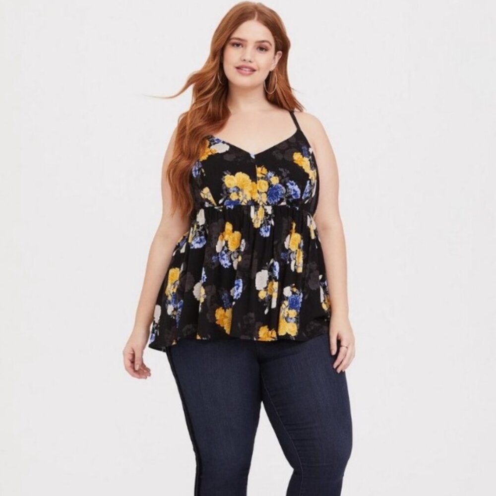 Torrid Babydoll Hi-Low Challis Sweetheart Cami - Picture 2 of 7